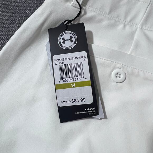 NWT‎ Under Armour Pant Women 14 White Fitted Activewear Golf - Picture 14 of 16